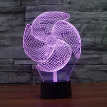 3D вертушка Иллюзия Светодиодные ночники сенсорный выключатель 3D лампа творческий небольшой ночь бордовый творческим подходом настольная лампа бар украшения