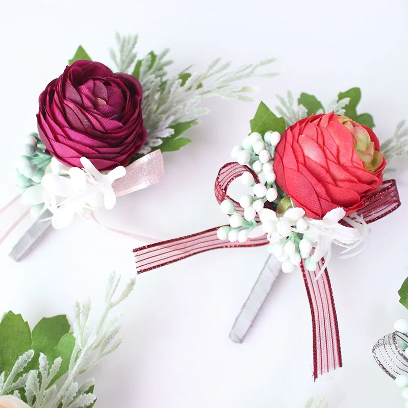 wedding boutonniere Wrist Corsage Bracelet  (37)