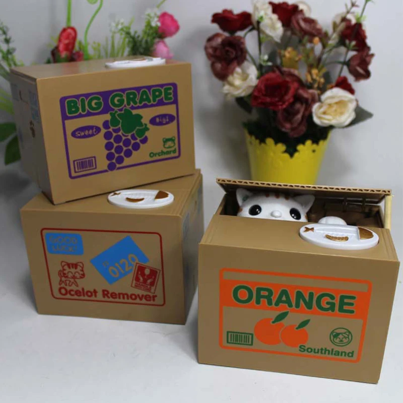 

12x9x10cm Cute Automatic Panda Steal Coin Piggy Bank Cat Money Saving Box Moneybox Coin Collection Jar Children Toy