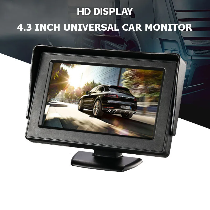 Универсальный 4,3 дюймов TFT ЖК-дисплей монитора автомобиля обратный автопарк монитор с 2 видео вход для заднего вида Камера dvd-плеер