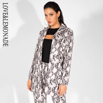 

LOVE & LEMONADE Grey Snake Pattern Lapels Straight Jacket LM81603T