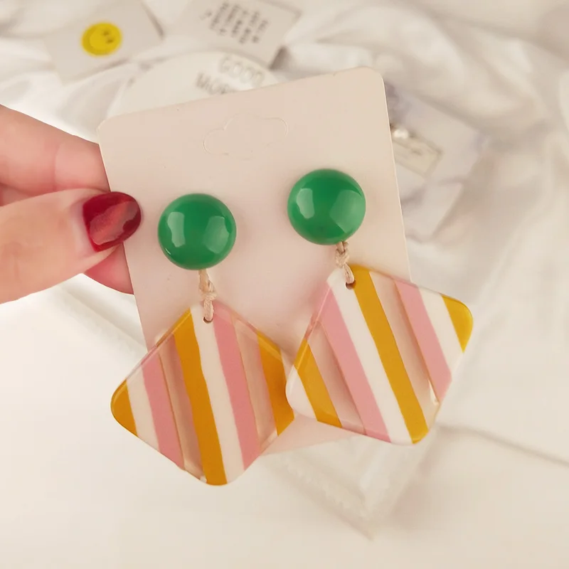 Classic Fashion Resin Earrings Bohemian for Women Big Long Round Geometric Acrylic Drop Earring for Girls Elegant Gifts Jewelry (3)