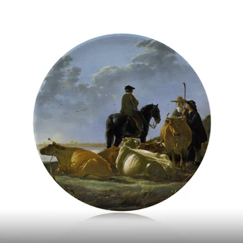 

Albert Scenery Figure Painting Decorative Plates Home Artistic Dish Living Room Background Display Landscape Oil Painting Plates