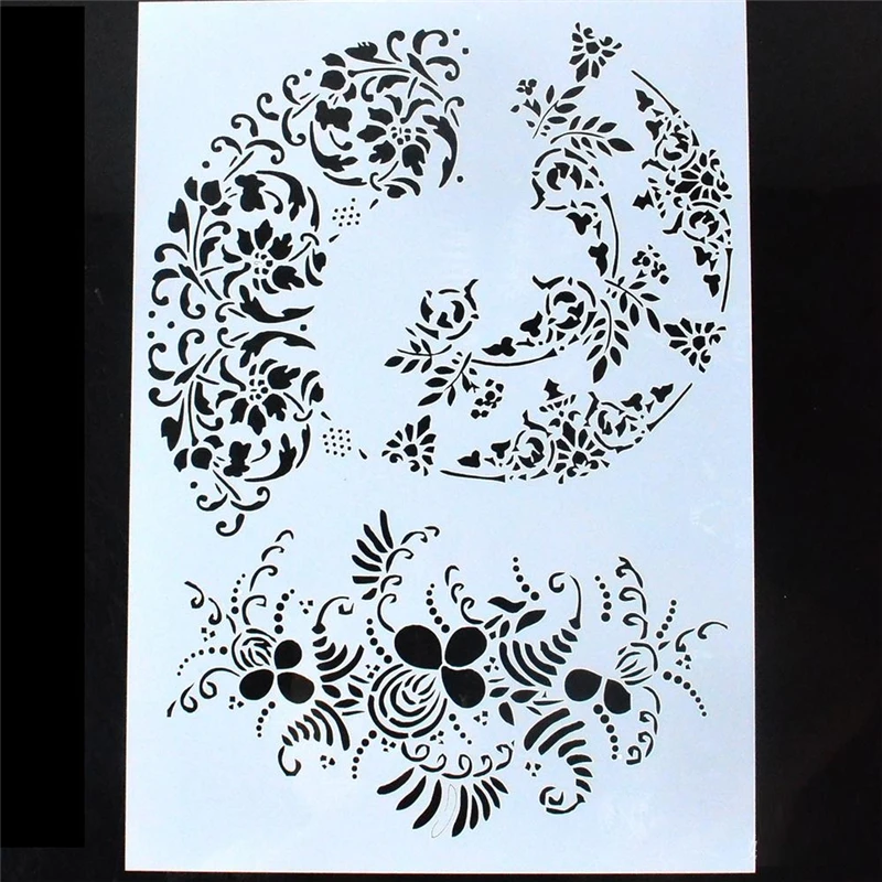 Flower Scrapbook Stamp DIY Tools Photo Album Card Masking Spray Stencil