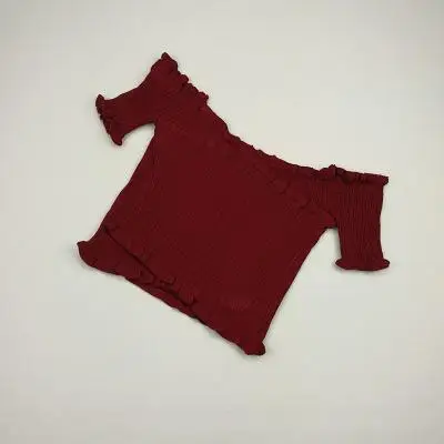 С открытыми плечами, вязанное крючком сексуальное бюстье, Бралетт короткий топ, женские летние топы, женские облегающие короткие майки для фитнеса, женский жилет - Цвет: DARK-RED