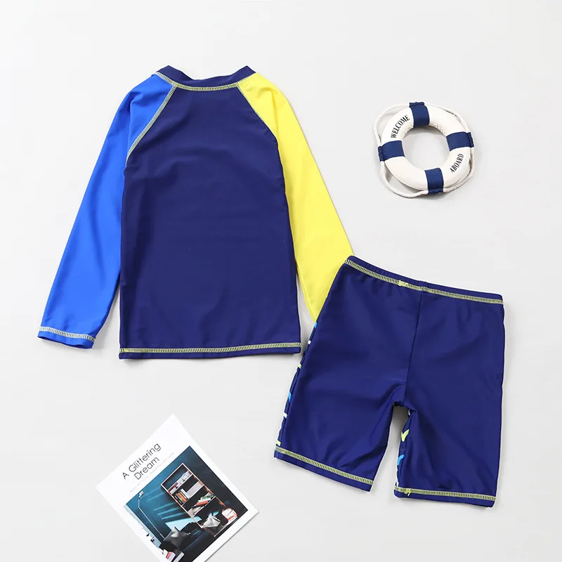 Rashguard/комплект из двух предметов для мальчиков с длинным рукавом для плавания, купальный костюм, рубашка, комплект штанов для мальчиков, детский купальник