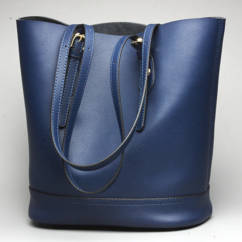 

fashion Genuine leather bucket bag Brand Designer ladies casual Messenger handbag large capacity women tote shopping bag