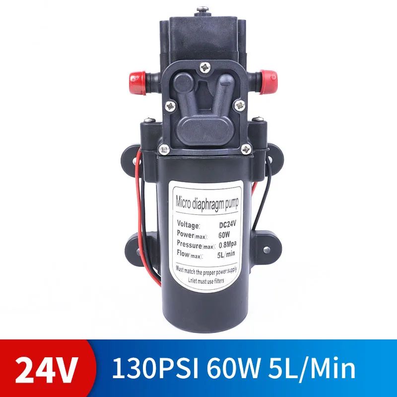 

DC 24V 60W 130PSI 5L / Min water high pressure diaphragm self-priming pump agricultural electric water pump car wash spray