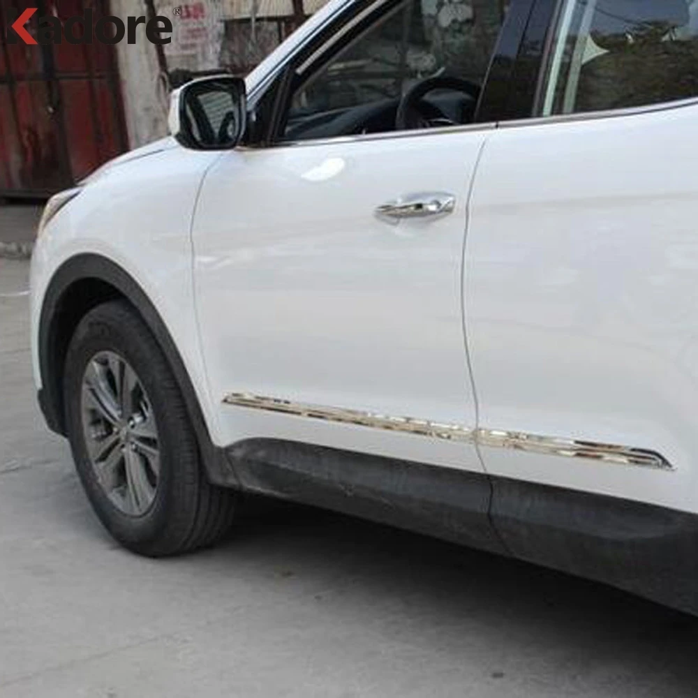 Для hyundai Santa Fe IX45 2013 ABS Хромированная Боковая дверь корпус молдинг линия крышка отделка украшения внешние аксессуары