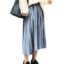 Юбки весенние новые женские с высокой талией тонкие бархатные юбки шифоновые плиссированные юбки