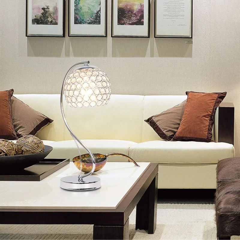 

Modern Simple Crystal Table Lamp Fashion Creative Stainless Steel Bedroom Bedside Living Room Desk Decoration Free Shipping