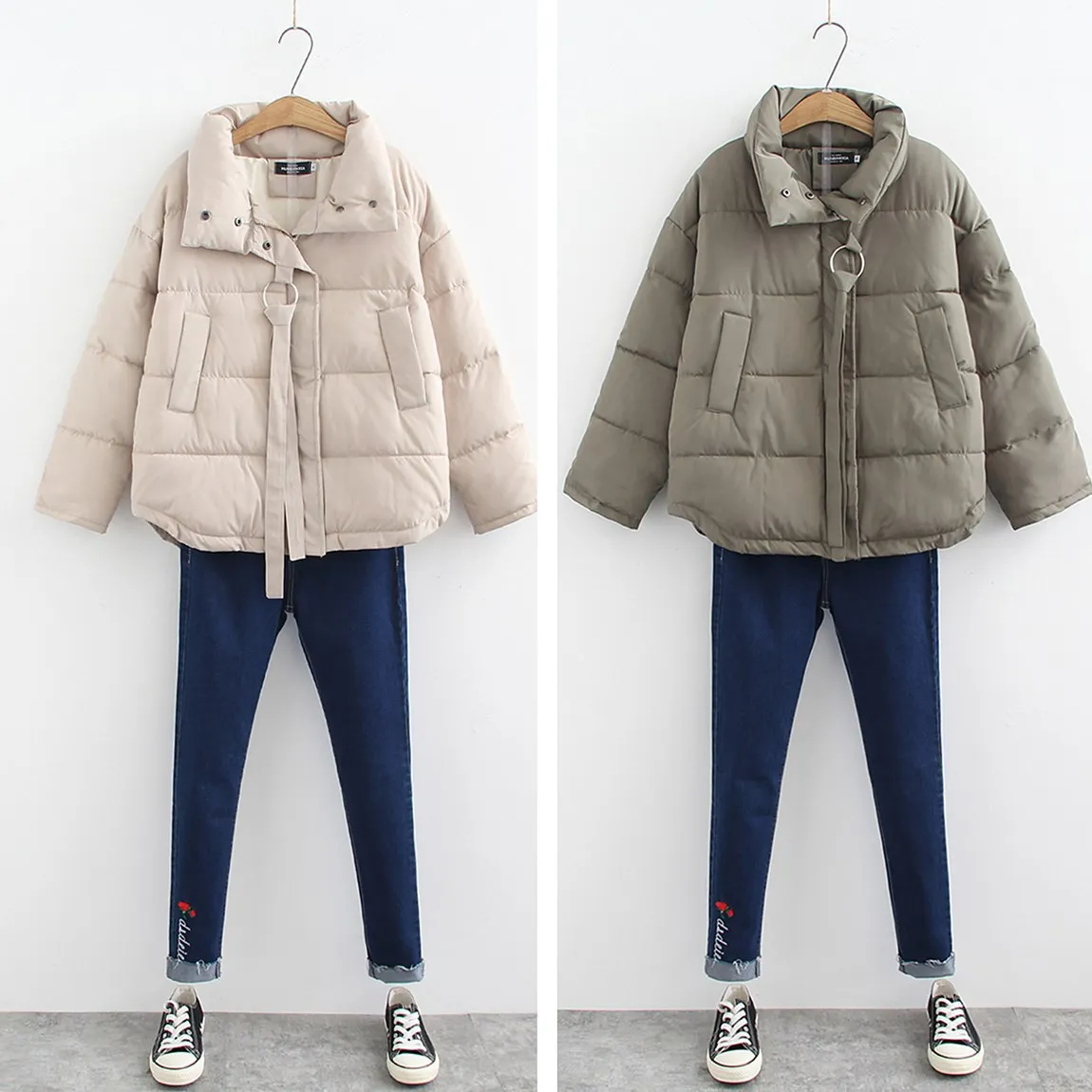 

NXH Winter sweet loose short parkas cotton-padded lovely jacket plus size womens thick coat Korean version women coats