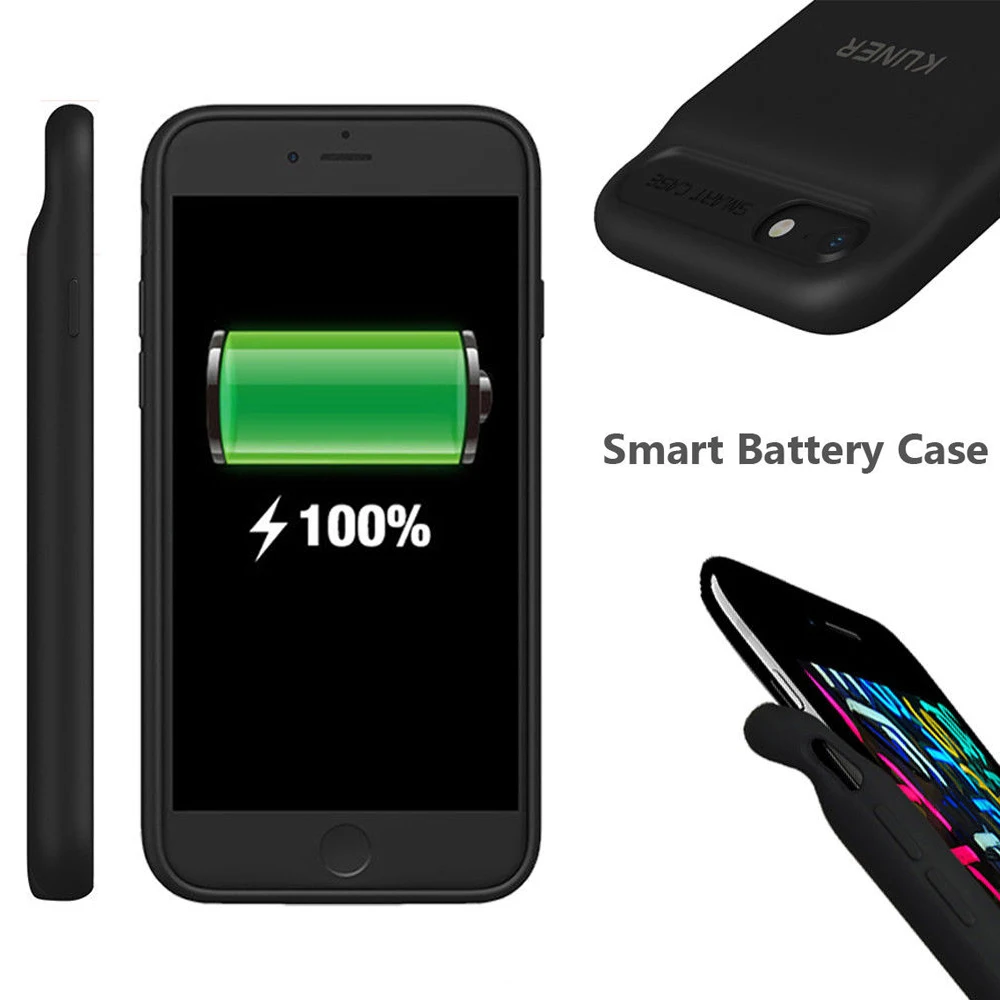 

2018New Cool thin Battery Case For iphone 7 8 Plus 2400mAh External Power bank Charger TPU Frame Phone cover Cases