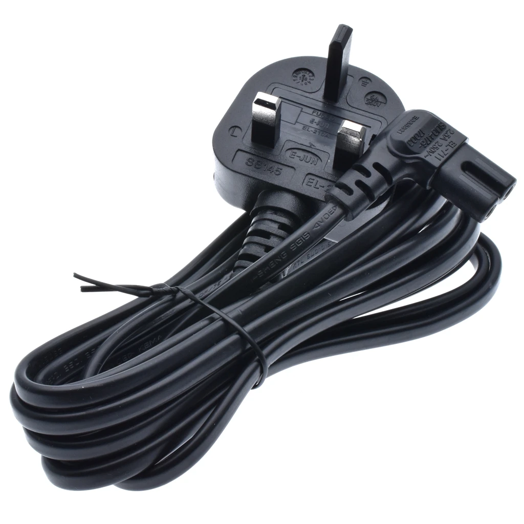  3M Power cable UK 3 PIN Plug to Right Angled 90 Degree IEC-60320-C7 Figure 8 for Samsung LG Sony Sh