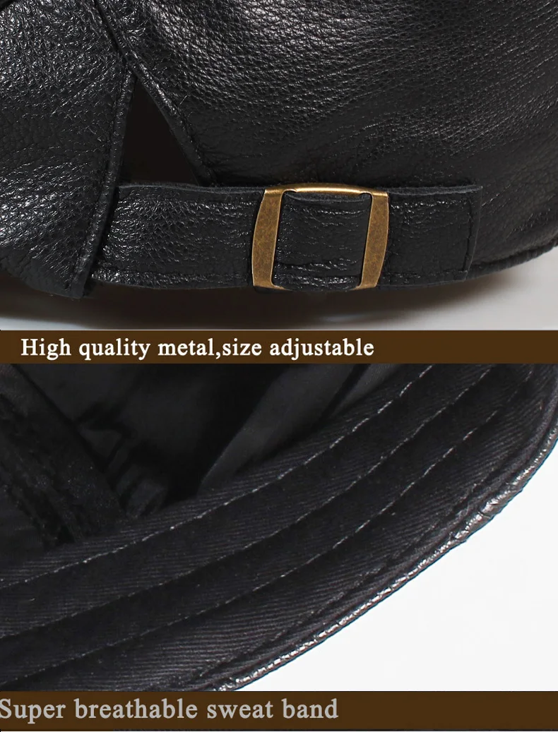 mens black beret Winter Unisex Genuine Leather Duckbill Boina Thin Berets Hats For Men/Women Leisure Black/Brown 54-61cm Fitted Cabbie Bonnet black beret hat mens