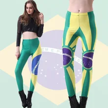2017 Hot Sexy Brazil world cup hot products of high elastic thin Flag of Brazil sexy female Leggings Pants nine Capris gaiters