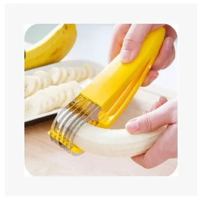 

Eco-friendly Banana Slicer Cutter Kitchen Tools Plastic Vegetable Fruit Slicers Cutter Cucumber Ham Sala Shredders Cooking Tools