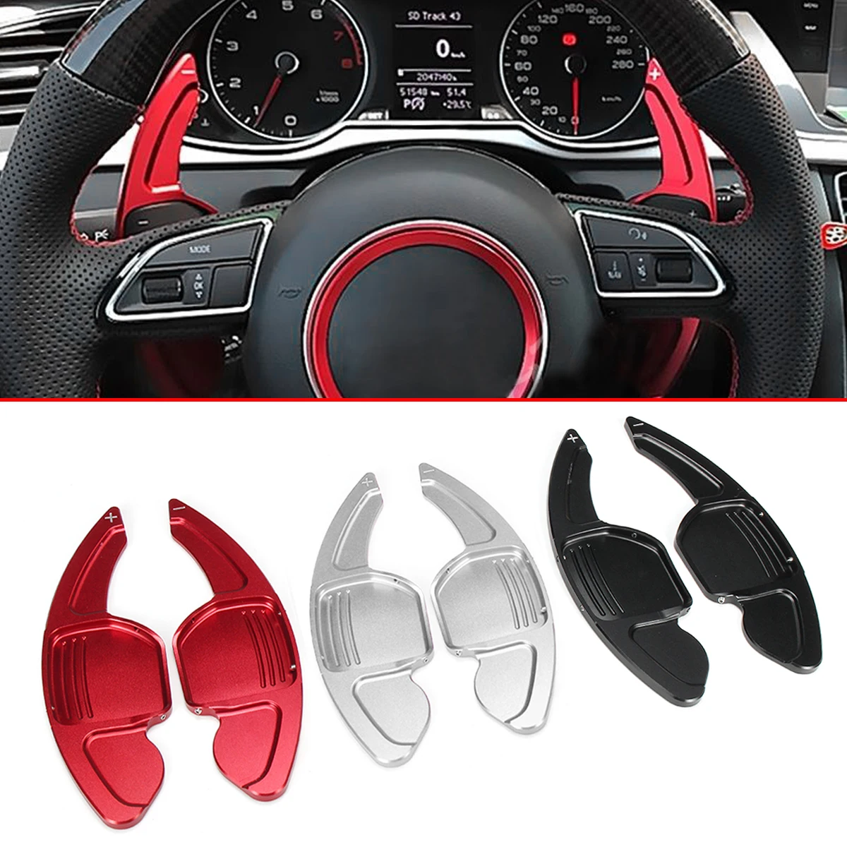 

Aluminium Alloy Steering Wheel DSG Extension Paddle Shif Sticker Decoration for Audi A3-A8 S4-S8 Q3-Q7 TT