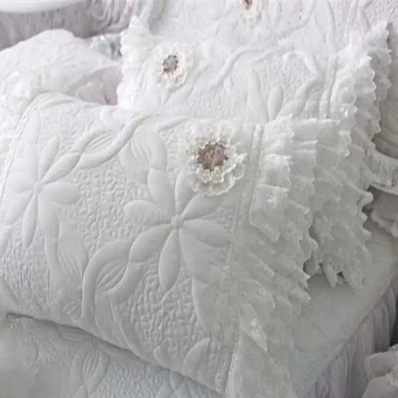 2pcs quilt pillow case luxury princess ruffle pillow cover handmade