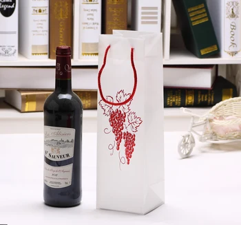

Red Frosted PP Bags Wine Packing 13"x4"x3.5" PP Rope Violet Juice Party Champange Bottle Carrier Jar Bags Customize Welcomed