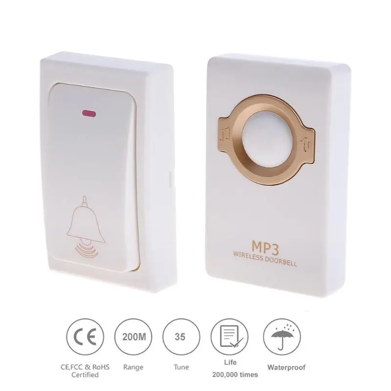 

200 meters 433MHZ Electric Wireless Remote Control MP3 Music Doorbell Chime with Receiver for Home Old Man Children