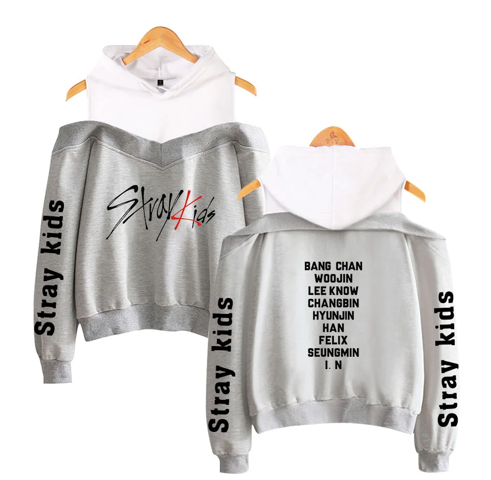 Frdun Tommy stray kids KPOP Off-shoulder Sweatshirt Women Fashion Hip Pop Printed Women Hoodies Highstreet Sweatshirt  (6)