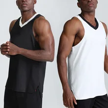 Новинка, мужские майки для баскетбола, топы, жилеты, спортивные, дышащие, v-образный вырез, пэчворк, фитнес, впитывание пота, быстросохнущая форма для гимнастики