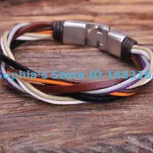 G128 металлическая застежка плетеные веревочные кожаный браслет наручная повязка наручник крутые разноцветные мужские