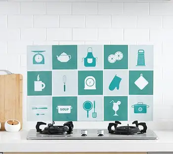 

Kitchen self-stick oil-proof sticker waterproof lampblack machine stick tile wall stick household cabinet countertop wallpaper
