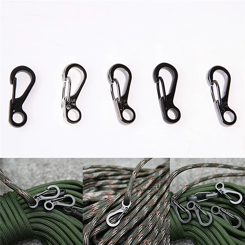

5pcs/lot Mini Spring Cord Buckle Keychain 2.5cm*0.8cm Clasp Snap Hook Carabiner Mountainer Keyring 3 Colors