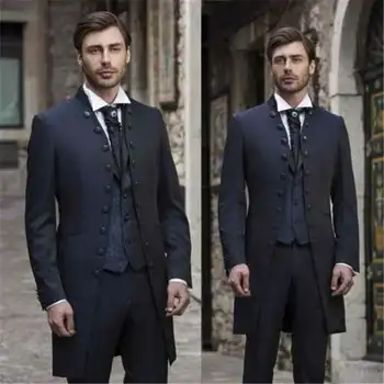 

Custom men's suit Men's Groom Tuxedo Long Jacket Wedding 3 Piece Suit Party Classic Groom Latest Design Slim Fit Dress
