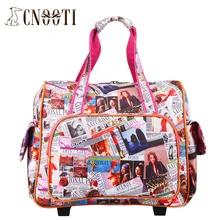 English letter trolley bag travel bag handbag female retractable type,women vintage euro fashion style travel luggage bags