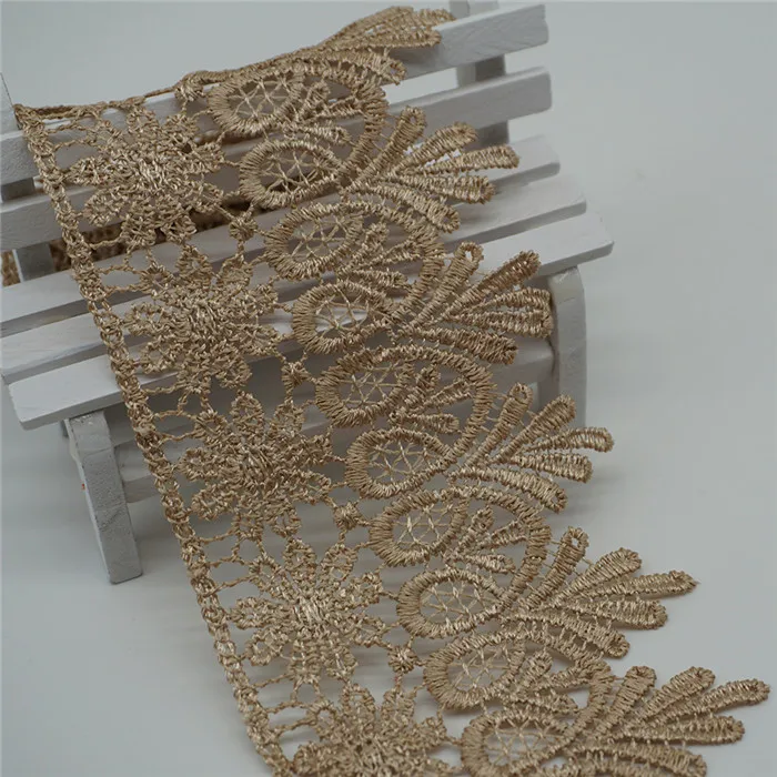 2 ярда 8,0 см кружево украшение лентами костюм отделка кремово-коричневое платье край аппликация полиэстер DIY ремесла швейная ткань серое золото