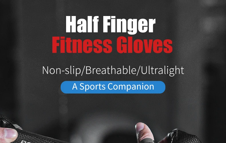 ROCKBORS Gym Anti-Slip Weight Lifting Fitness Gloves Half Finger Fitness Sports Protective Gloves Body Building Male Hand Mitten