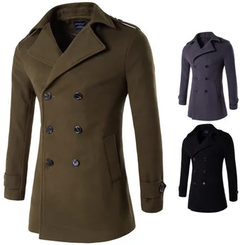 

D111 m-4XL Men Autumn and Winter Clothing high-quality Windbreaker Men's Blends Overcoat Woolen Male double breasted Trench coat