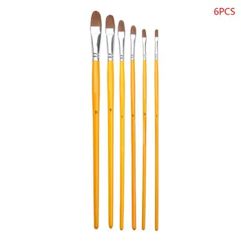 

Yellow Birch Wolf Hair Gouache Oil Brush Long Rod Acrylic Brush 6 Sets Of Watercolor Pen 1 Set Of 6 Round Front Brushes