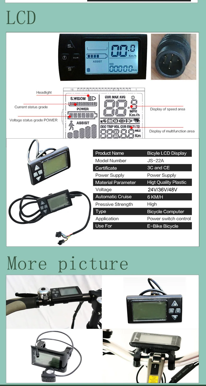 Discount 48V 500W hub motor ebike kit Samsung / LG Lithium Battery Electric Bike Kit LCD ebike Ccontroller gas knob bicicleta electrica 10