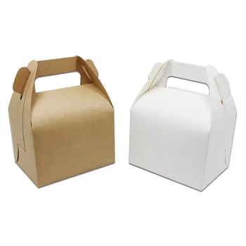

150Pcs/lot Variety Sizes Paperboard Bread Cake Package Box Wedding Party Gifts Snack Cookies Kraft Paper Packing Box with Handle