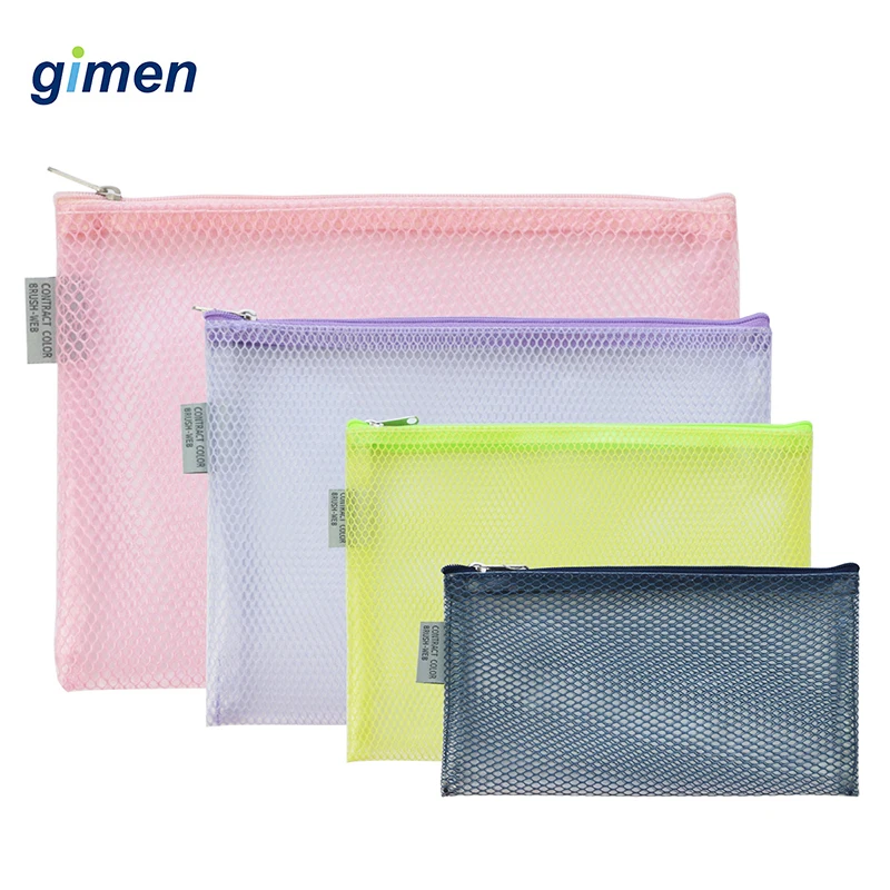 

Waterproof Transparent Grid Zipper Bag Student Pen Pencil Case PVC File Document Bag Storage Bag School Supplies GC05-A405-B