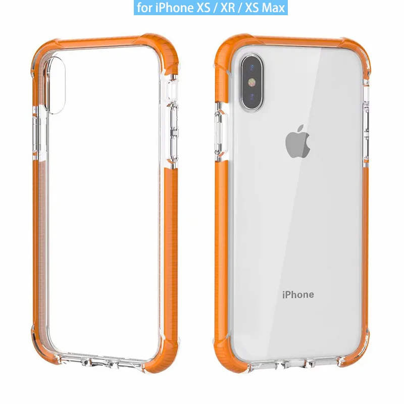 

Crystal Clear Colorful TPU Bumper Drop Protection Shock Absorption Cover Transparent Case for iPhone XS XR XS Max