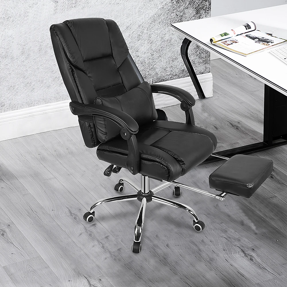 High Quality Office Chairs With Pillow Foot Pad Seat Back Adjustable Lifting Tilt Swivel Chair Artificial Leather Game Chair HWC