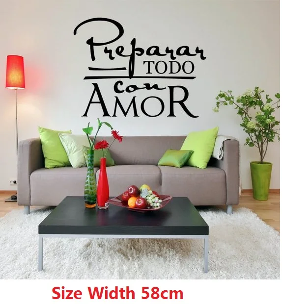 Spanish Wall Decal - Preparar Todo Con Amor - Home Wall Decal Vinyl Lettering