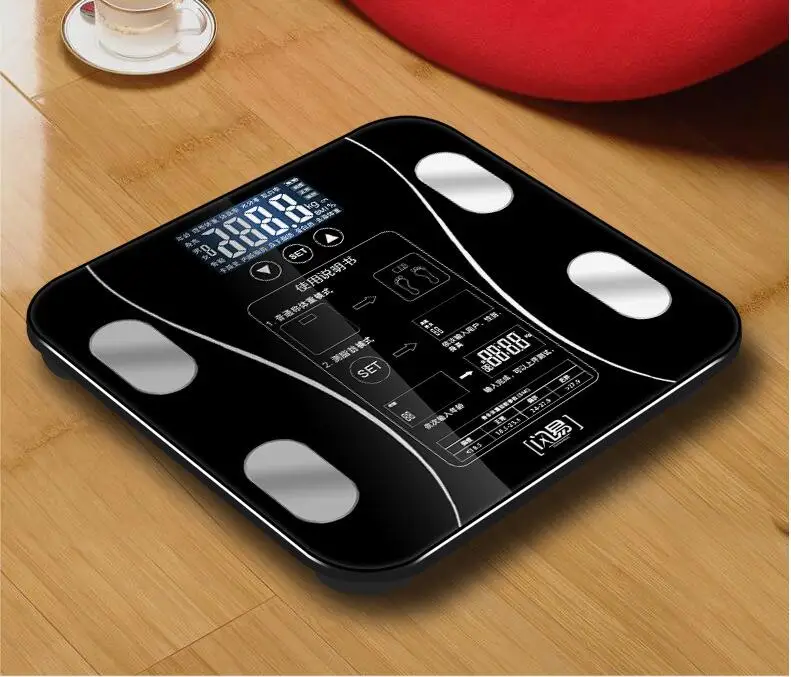 Ванная комната Корпуса Весы, шкала весов Стекло умный бытовой электронный цифровой пол Вес баланс ожирения ЖК-дисплей Дисплей - Цвет: black