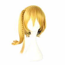 MCOSER 35 см желтый цвет короткий синтетический парик для косплея высокотемпературные волокна волос WIG-555K