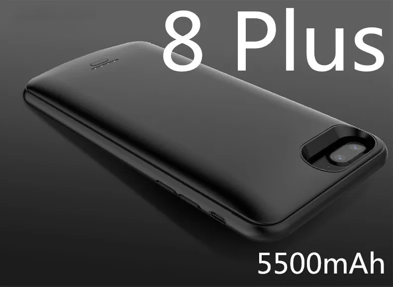 5500 мА/ч чехол для зарядного устройства для iPhone 6, 7, 8, 6s plus, 8 plus, чехол для аккумулятора, внешний аккумулятор, зарядка, капа, ультра тонкий внешний чехол - Цвет: Black 8 plus