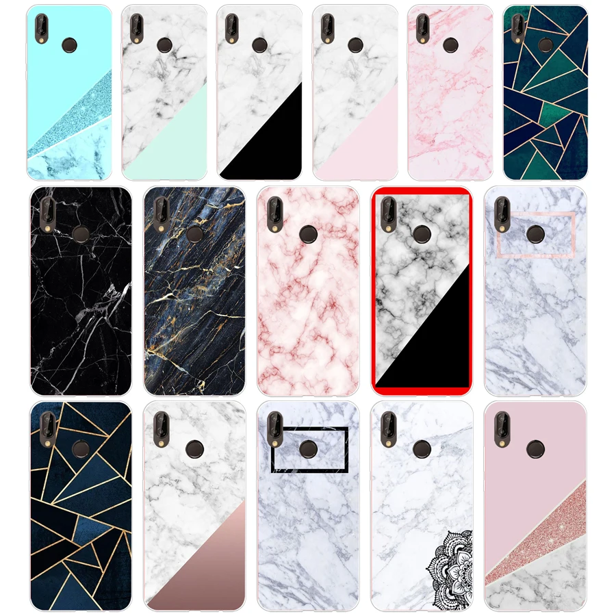 

104SD Pink Blue Ink Marble 03 Soft Silicone Tpu Cover Case for Honor 10 huawei p mate 10 20 lite y5 y6 prime 2018