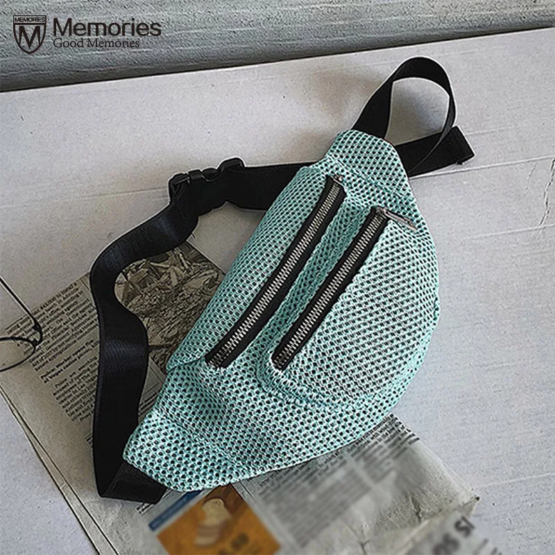

2019 Womens Waist Bag Fanny Pack Mesh Bag Belt Purse Small Purse Phone Key Pouch White Black Pink Blue Waist Packs
