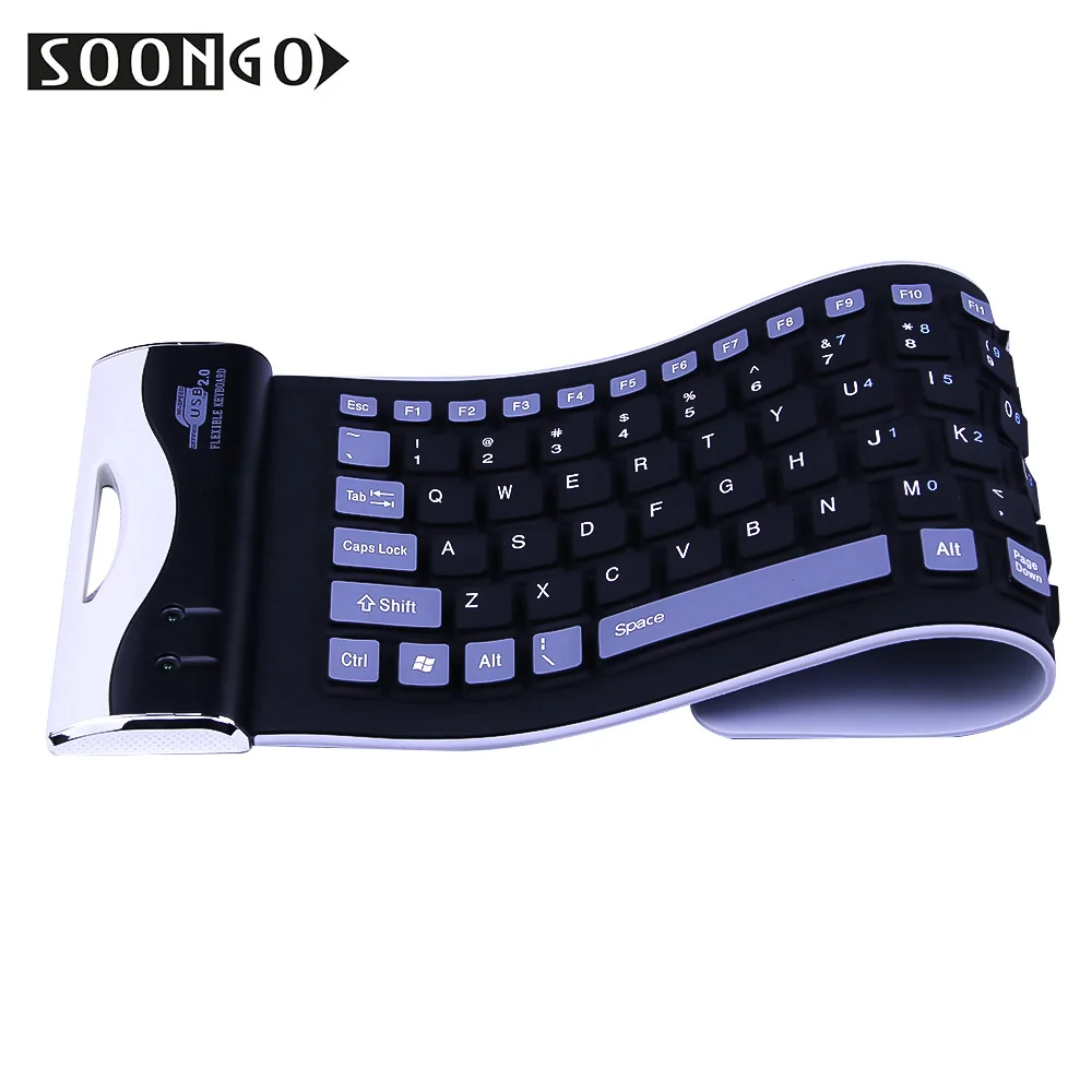Mini Silicone Soft Slim Folding Keyboard Wired Flexible USB Roll-up Collapsible Teclado Clavier Gamer PC Tablet Laptop Portable (6)
