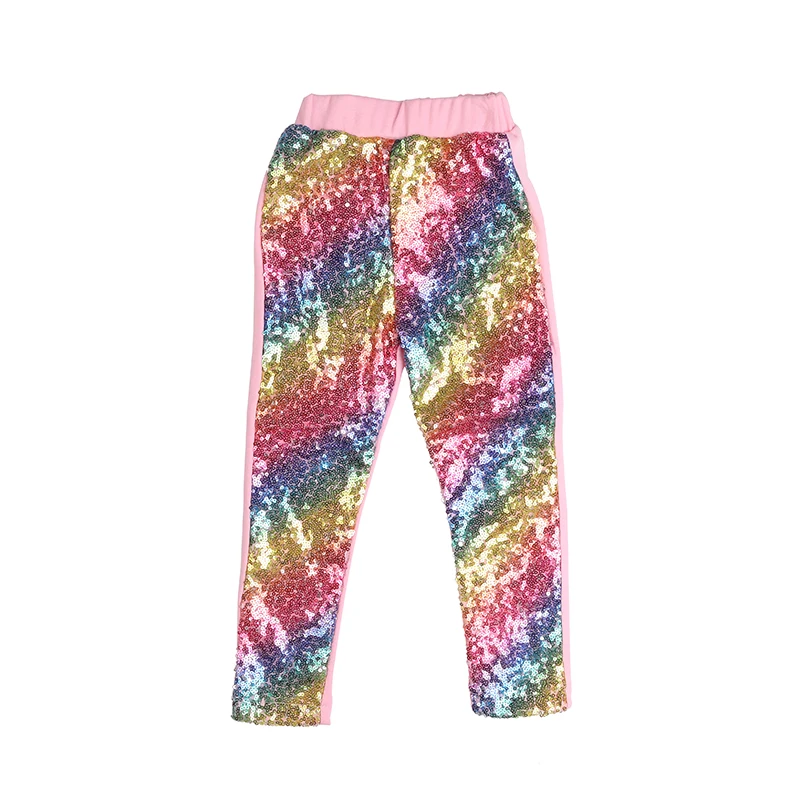 Rainbow sequins with pink backside leggings /baby girl pants / Preppy