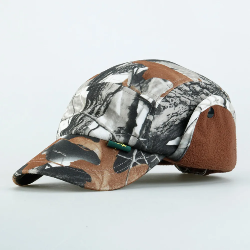 Snow Camo Открытый Осень Зима альпинистская походная защита ухо бионическая камуфляжная кепка охотничья тактическая Тепловая фуражка бейсбольная кепка - Цвет: Snow Camo